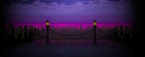 Pixel Art Bridge Night, Full HD Wallpaper