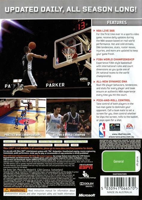 NBA Live 09 (2008) box cover art - MobyGames