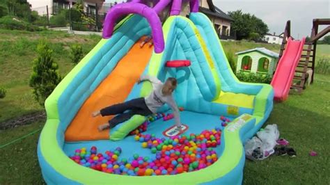 Playground Fun and Ball Pit, Slide, Inflatable Bouncy Castle - YouTube