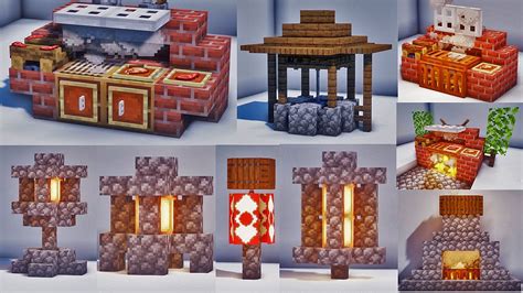 Minecraft : 30+ Outdoor Build : Furniture and Decoration design : Hack and Ideas - YouTube