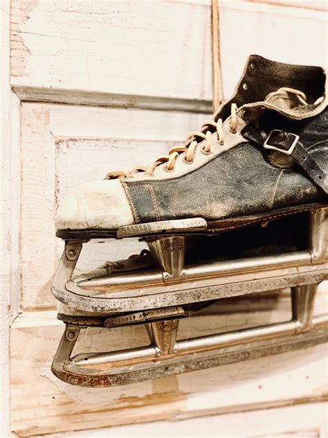 Antique Mens Ice Skates Black Ice Skates Black and White - Etsy