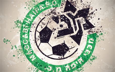 Download wallpapers Maccabi Haifa FC, paint art, logo, creative, white ...