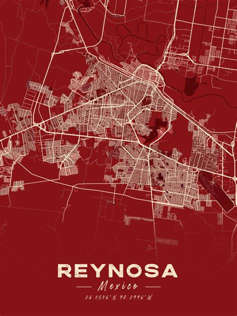 Reynosa Map Cartel Style Print - Winter Museo