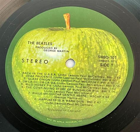 Lot - The Beatles White Album 1973 LP Apple Records SWBO-101 w/ Sleeves, Poster & 4 Color Prints