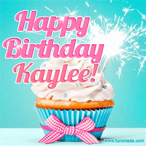 Happy Birthday Kaylee! Elegang Sparkling Cupcake GIF Image. | Funimada.com