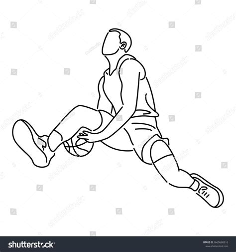 Basketball player dunking graphic vector. Line art vector illustration ...