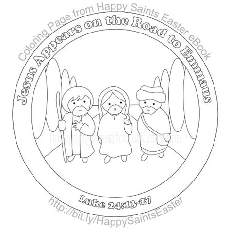 Happy Saints: Road to Emmaus (coloring page)