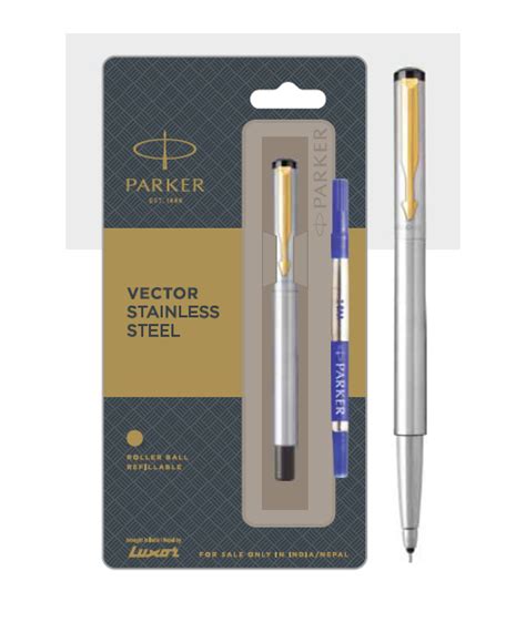 Parker Vector Stainless Steel Roller Ball Pen With Gold Trim | Renaissance | School Office ...