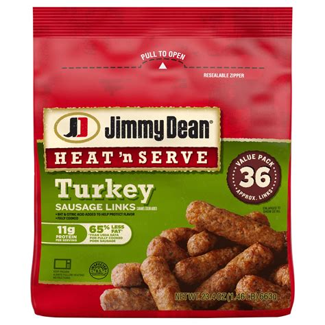 Jimmy Dean Heat 'n Serve Frozen Turkey Breakfast Sausage Links, 36 ct ...