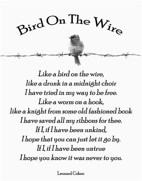 Bird On The Wire - Leonard Cohen Quotes and Lyrics