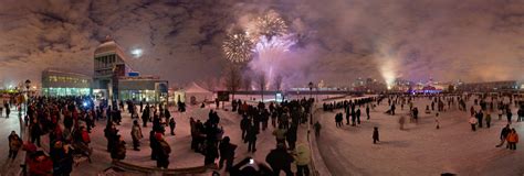 Fireworks and skating rink at Montreal Old Port 360 Panorama | 360Cities