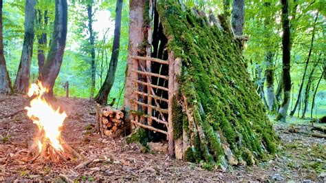 building simple survival shelter in the forest (With facilities) - YouTube