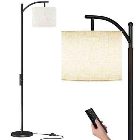 SUNMORY Black Modern Arc Floor Lamp with Remote Control and Stepless Dimmable Bulb, Metal ...