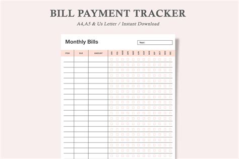 Bill Payment Tracker/Bill Organizer Graphic by watercolortheme · Creative Fabrica