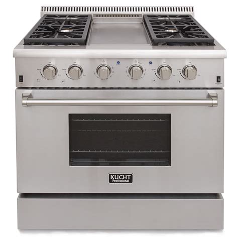 KUCHT Professional 36 in. 5.2 cu. ft. LP Gas Range with Sealed Burners, Griddle and Convection ...