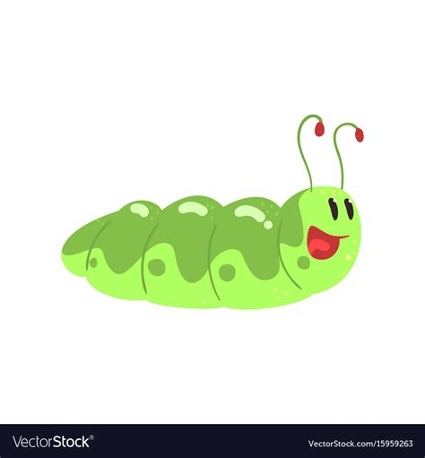 Cute cartoon funny green caterpillar character Vector Image