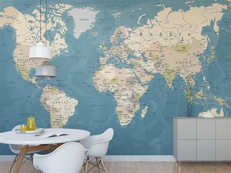 Map Mural M6654 | Etsy Wallpaper Color, Map Wallpaper, Wallpaper Panels, Self Adhesive Wallpaper ...