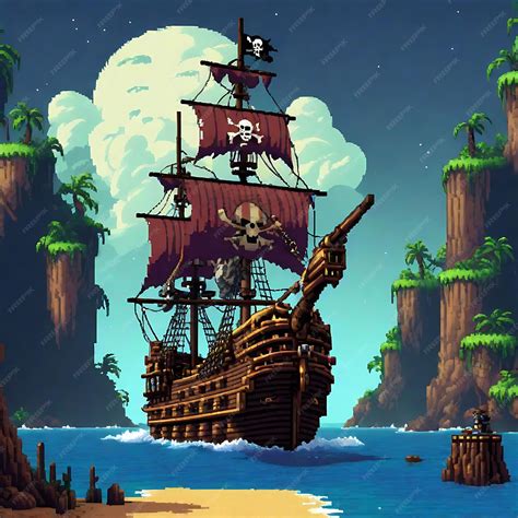 Premium AI Image | Retro Pixel Art of a Pirate Ship Explorer in a ...