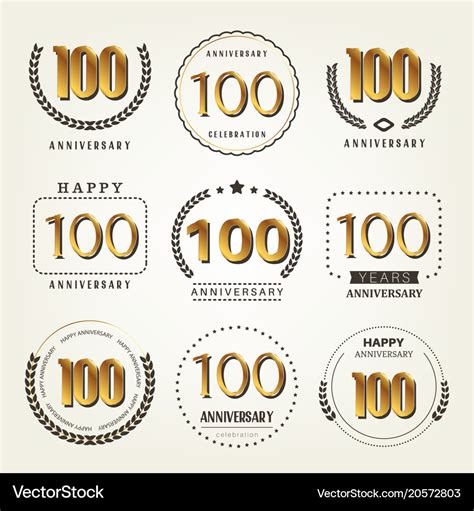 100 years anniversary logo set Royalty Free Vector Image