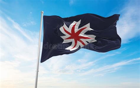 Flag of Hokkaido, Japan stock illustration. Illustration of silk ...