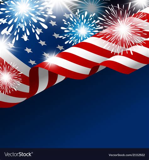 American flag with fireworks Royalty Free Vector Image