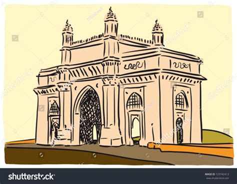 Mumbai Gateway Of India Stock Vector Illustration 125742413 : Shutterstock