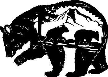 Momma Bear silhouette with her cubs on a mountain 38” x 27” schrockmetalfx.com | I love Animals ...