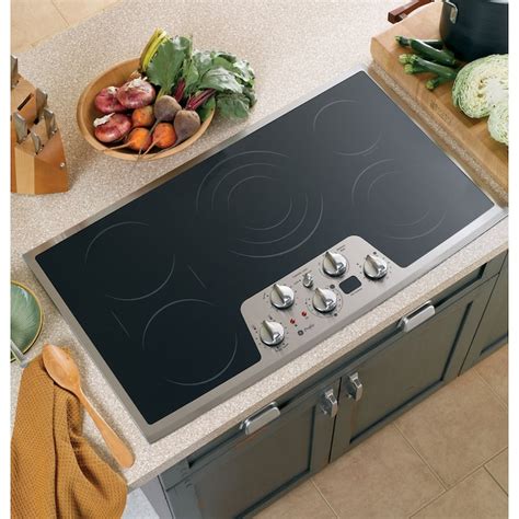 GE Profile 36-in 5 Elements Smooth Surface Stainless Steel Electric Cooktop (Common: 36-in ...