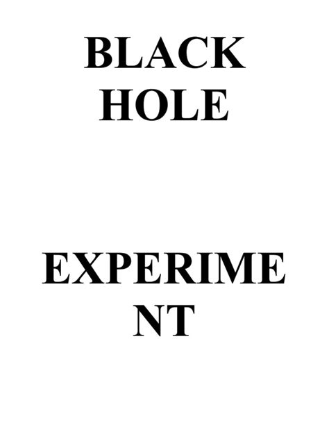 Black Hole Experiment (Masa Science Fair) | PDF