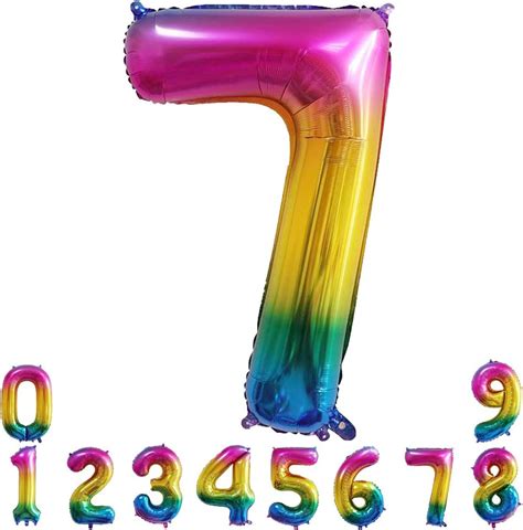 40 Inch Large Rainbow Balloon Number 1 Balloon Helium Foil Mylar Balloons Party Festival ...