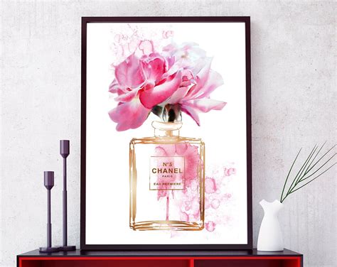 Perfume bottle art print inspired by Coco Chanel. Fashion | Etsy