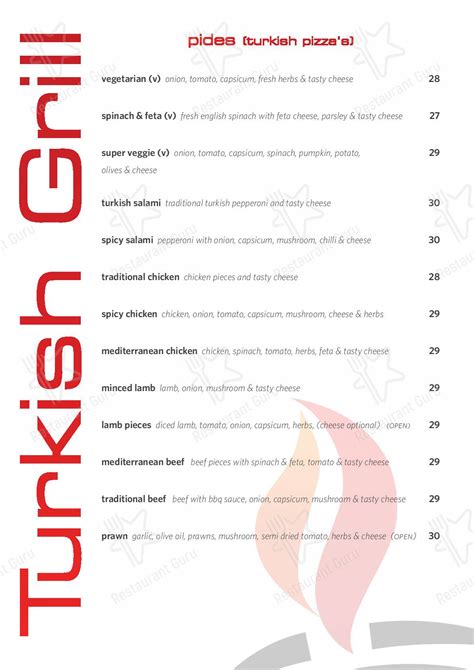 Menu at Turkish Grill restaurant, Wanniassa