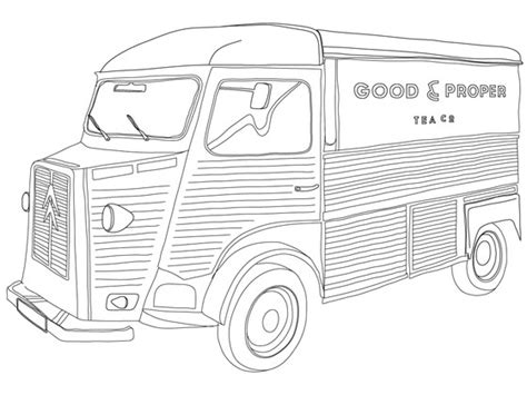 a drawing of a truck with the words good and proper written on it's side