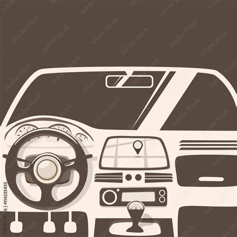 Vehicle interior. Inside car. Vector cartoon illustration Stock Vector ...