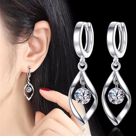 Fashion 925 Silver , Luxury Crystal , Stud Earrings, New Style Earring ...