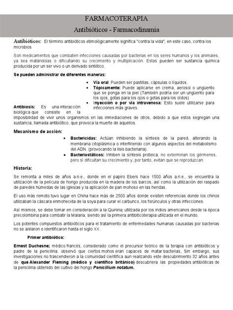 Antibioticos - Farmacodinamía (Guía) | PDF