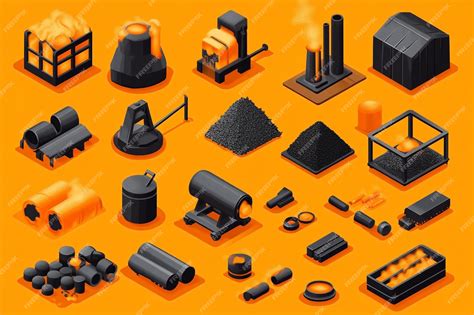 Steel Raw Materials Iron Smelting Set | Premium AI-generated vector