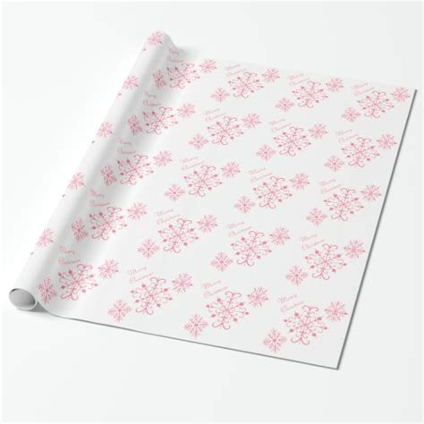 Pink Snowflakes Christmas Wrapping Paper | Zazzle