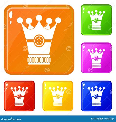 Medieval Crown Icons Set Vector Color Stock Vector - Illustration of ...