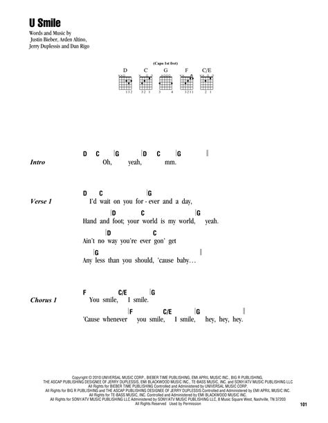 U Smile by Justin Bieber - Guitar Chords/Lyrics - Guitar Instructor