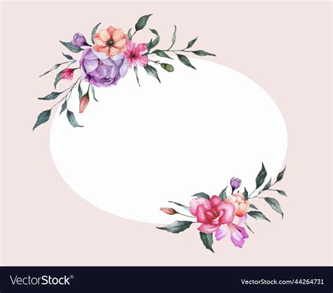 Watercolor vintage flowers frame Royalty Free Vector Image