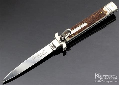 AKC Italy Custom Knife Leverletto Leverlock Stag Stiletto Auto - Knife Purveyor