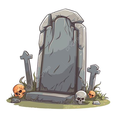 Blank Tombstone Vector, Sticker Clipart Animation Of A Small Grave With ...