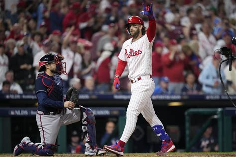 Bryce Harper slugs 2 more homers as Phillies pound Braves 10-2 in Game ...