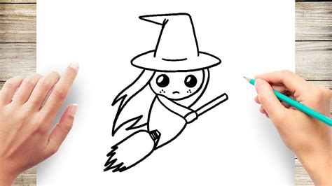 How to Draw Witch on a Broom - YouTube