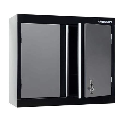 Husky 26 in. H x 30 in. W x 12 in. D Deluxe Steel Garage Wall Cabinet in Black/Grey-KF1F301226 ...