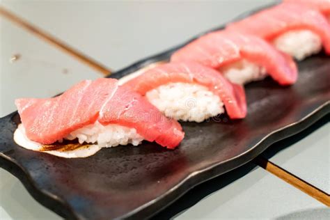 Tuna sushi or Otoro sushi stock photo. Image of meat - 156322482