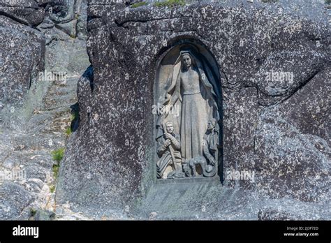 Sculpture of Senhora da Boa Estrela in Serra da Estrela national park ...