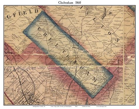 Cheltenham Township, Pennsylvania 1860 Old Town Map Custom Print ...