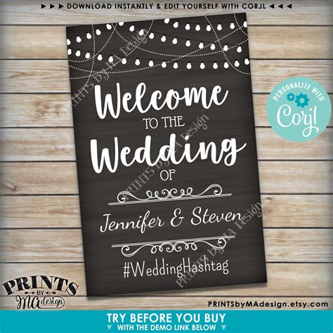 Wedding Welcome Sign, Welcome to the Wedding of, PRINTABLE 24x36 Chalkboard Style Wedding ...